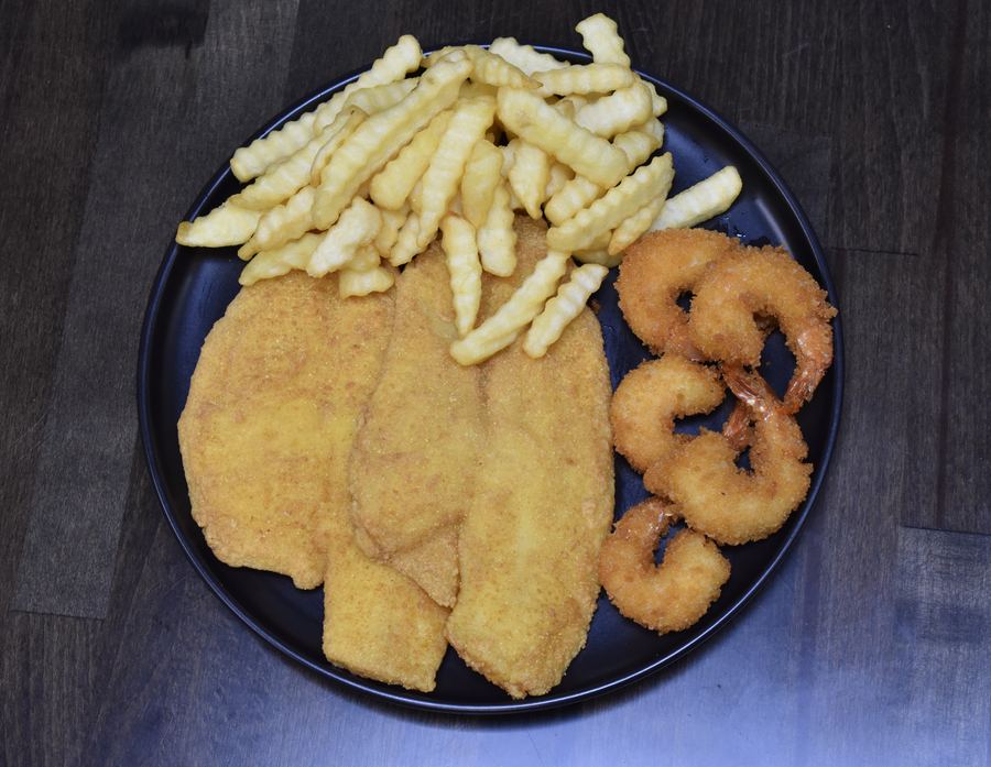 Fried fish and shrimp platter