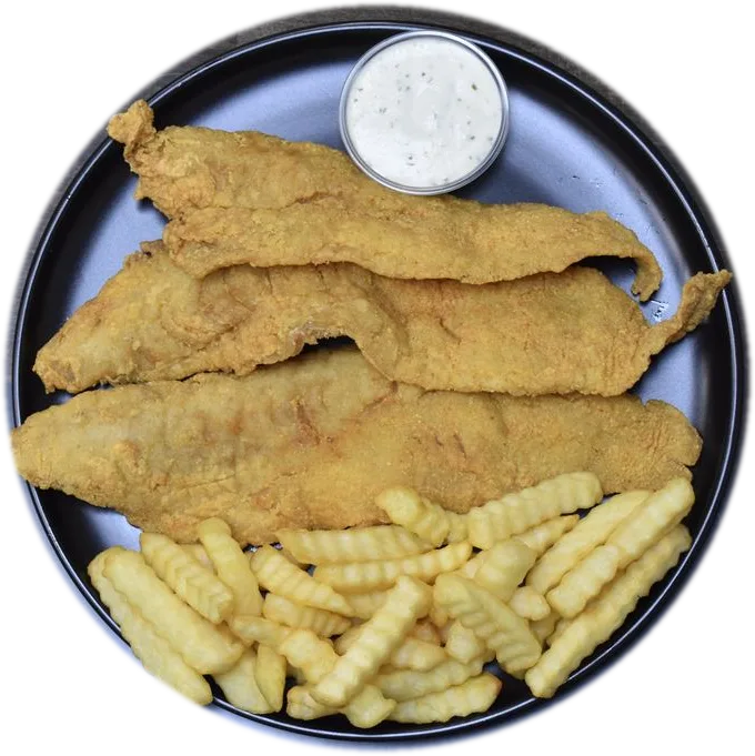 Fried fish with crinkle fries